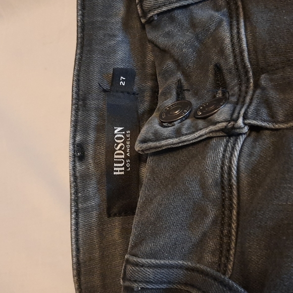 Hudson Collin Skinny jeans size 27 distressed grey blue, 8 in rise, inseam 32 - Picture 2 of 3